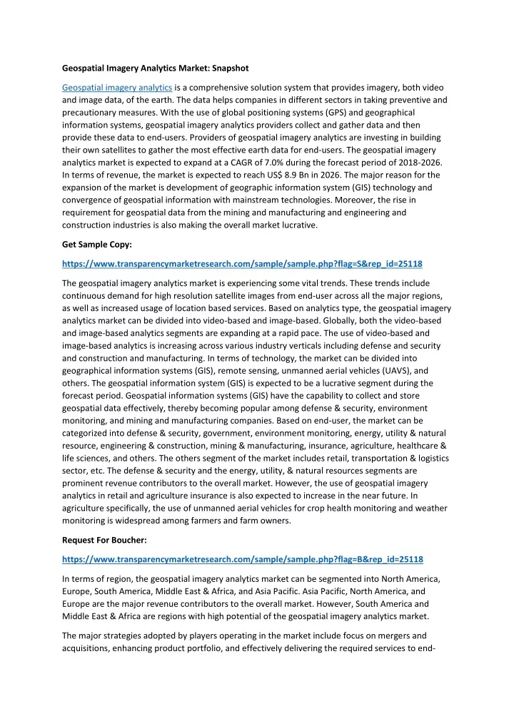 geospatial imagery analytics market snapshot