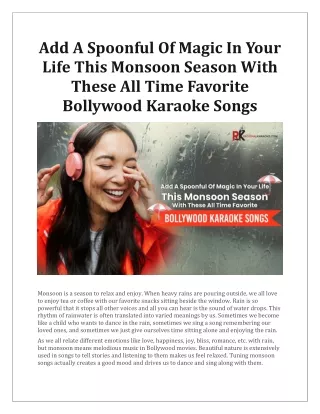 Add A Spoonful Of Magic In Your Life This Monsoon Season With These All Time Favorite Bollywood Karaoke Songs