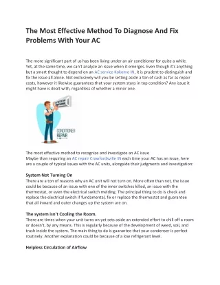 The Most Effective Method To Diagnose And Fix Problems With Your AC
