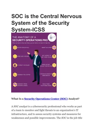SOC is the Central Nervous System of the Security System