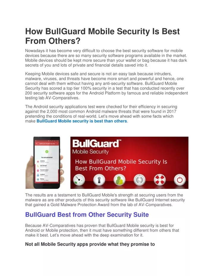 how bullguard mobile security is best from others