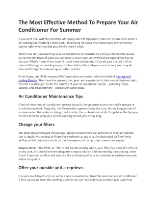 The Most Effective Method To Prepare Your Air Conditioner For Summer