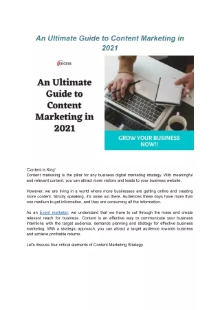 An Ultimate Guide to Content Marketing in 2021