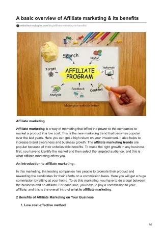 a basic overview of affiliate marketing