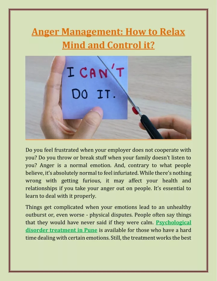 anger management how to relax mind and control it