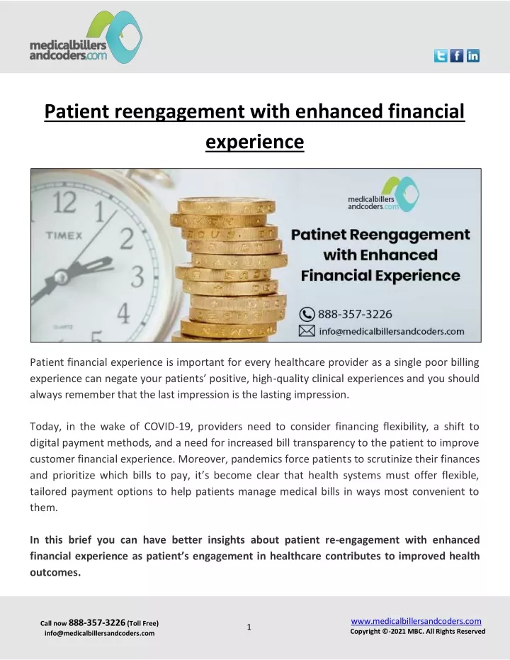 patient reengagement with enhanced financial