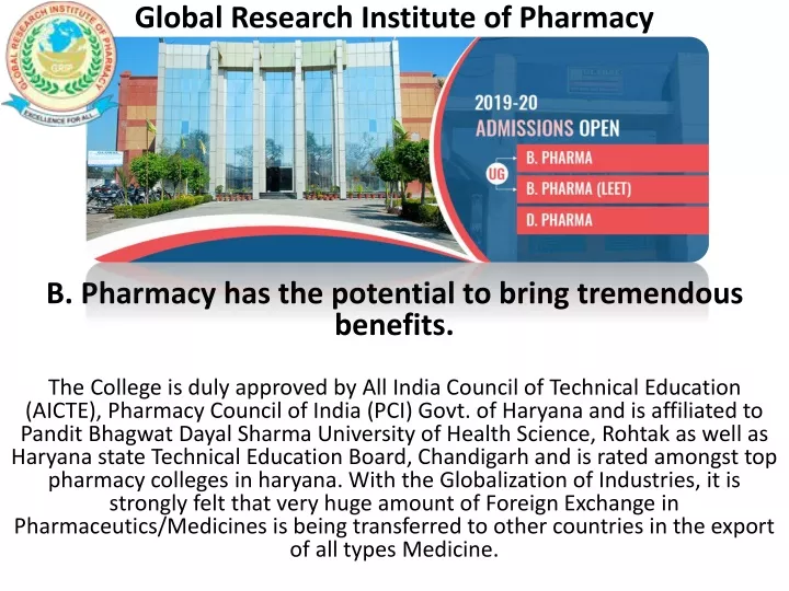 global research institute of pharmacy b pharmacy