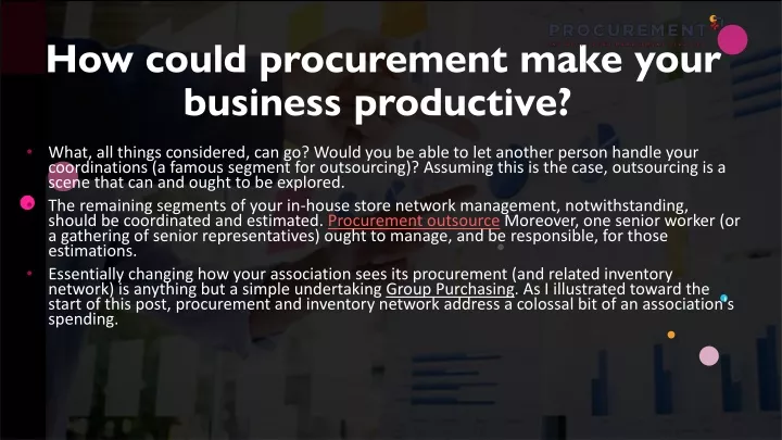 how could procurement make your business productive