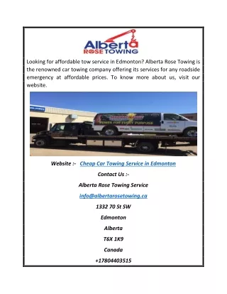 Cheap Car Towing Service In Edmonton | Albertarosetowing.ca