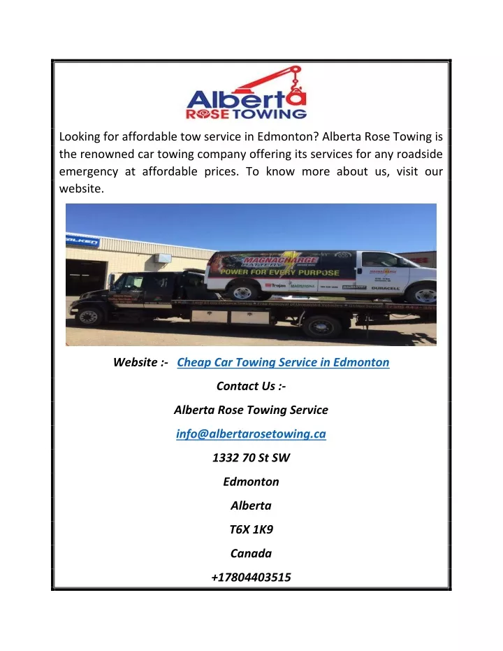 looking for affordable tow service in edmonton