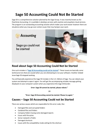 sage 50 accounting could not be started