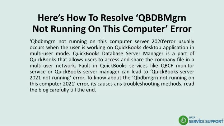 here s how to resolve qbdbmgrn not running on this computer error