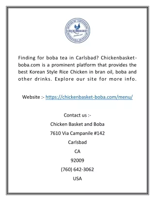 Boba Near Carlsbad  Chickenbasket-boba.com