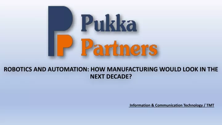 robotics and automation how manufacturing would