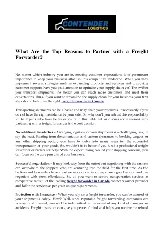 What Are the Top Reasons to Partner with a Freight Forwarder