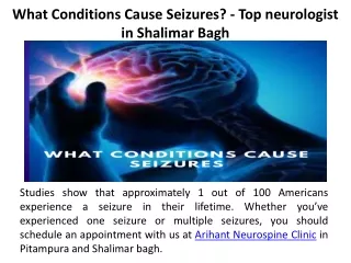 What Conditions Cause Seizures - Top neurologist in Shalimar Bagh