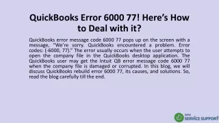 QuickBooks Error 6000 77! Here’s How to Deal with it?