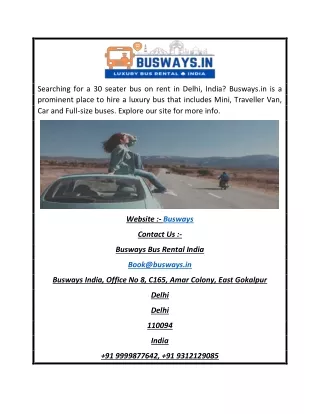 searching for a 30 seater bus on rent in delhi