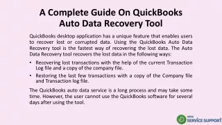 A Complete Guide On QuickBooks Auto Data Recovery Tool