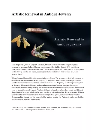 Artistic Renewal in Antique Jewelry