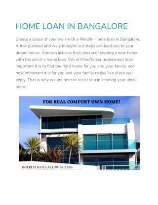 Home loan in Bangalore