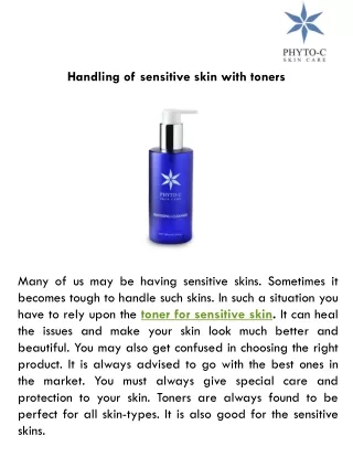 handling of sensitive skin with toners