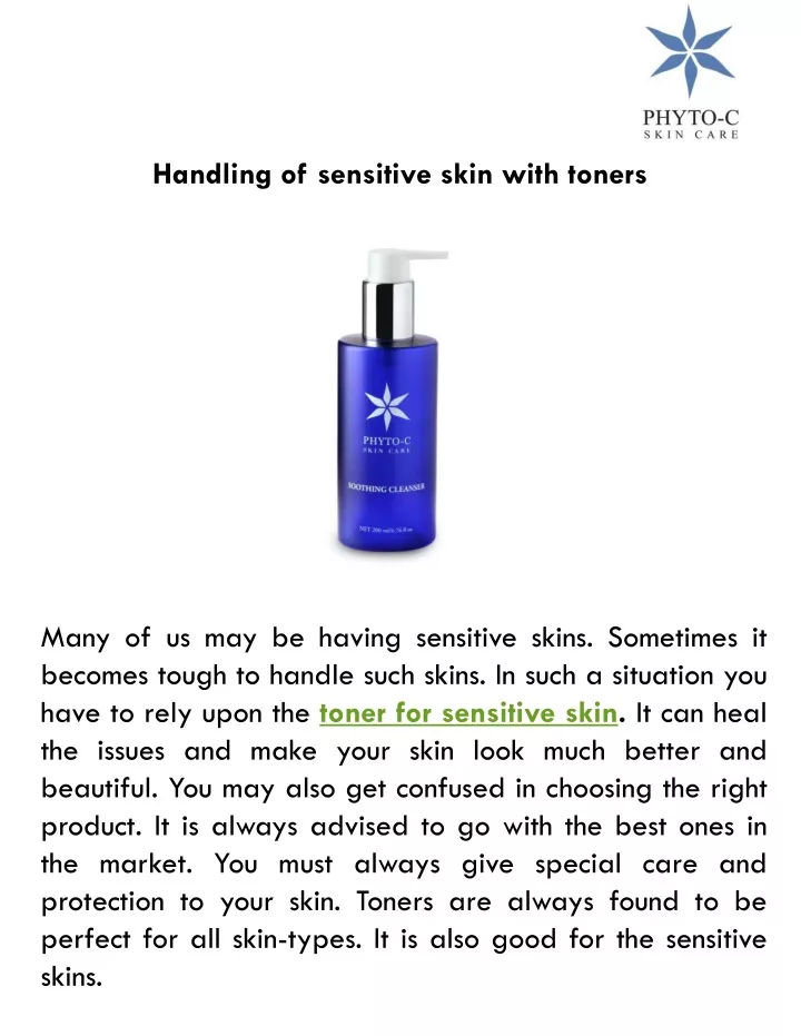 handling of sensitive skin with toners