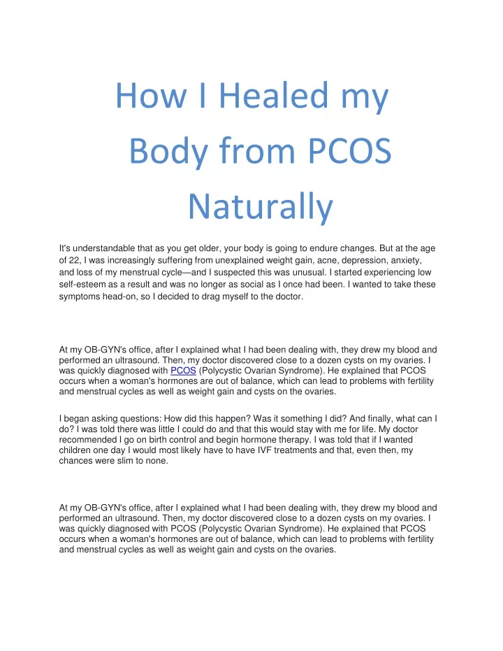how i healed my body from pcos naturally