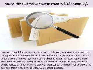 Access The Best Public Records From Publickrecords.Info