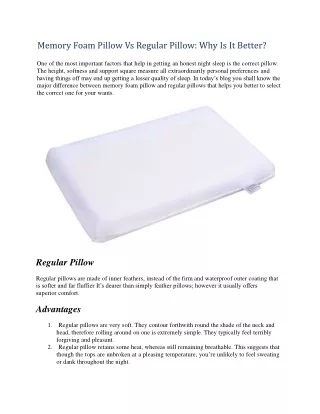 memory foam pillow vs regular pillow