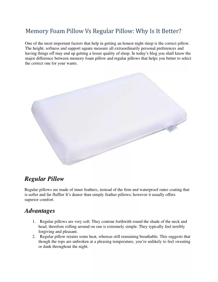 memory foam pillow vs regular pillow