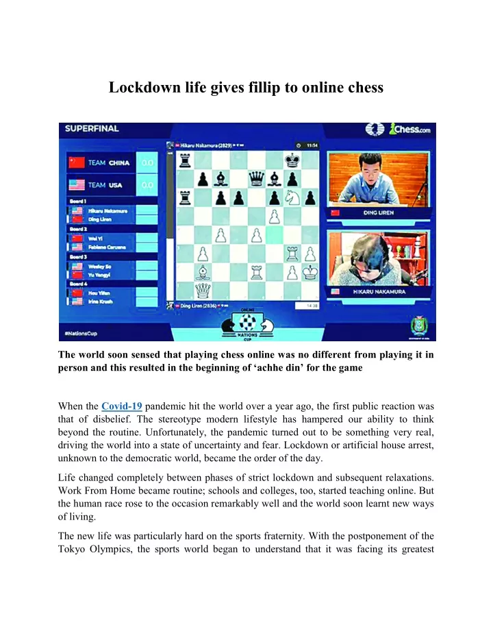 lockdown life gives fillip to online chess