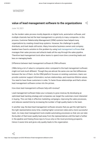 value of lead management software to the organizations