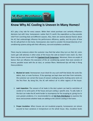 know why ac cooling is uneven in many homes