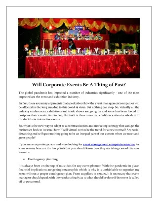 Will Corporate Events Be A Thing of Past?