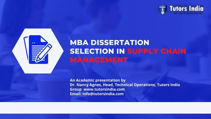 mba dissertation selection in supply chain