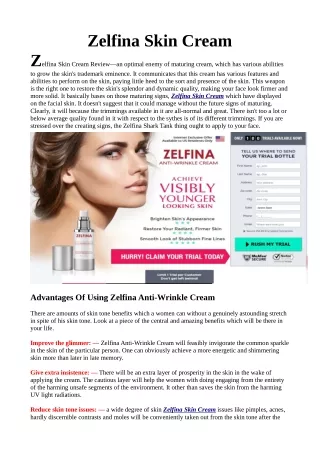Official - Zelfina Skin Cream Trial Free