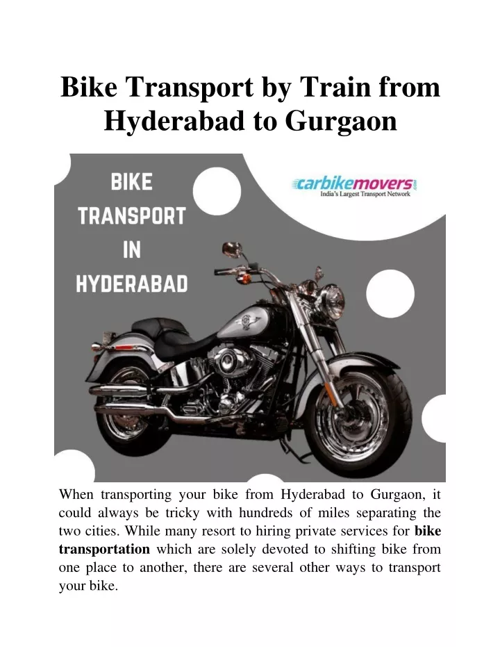 bike transport by train from hyderabad to gurgaon