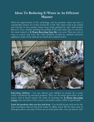 ideas to reducing e waste in an efficient manner