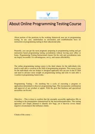 About Online Programming Testing Course