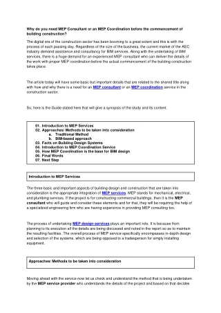 why do you need mep consultant