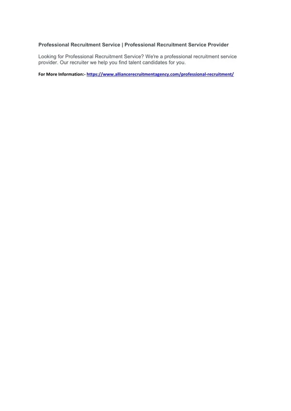 Professional Recruitment Service | Professional Recruitment Service Provider