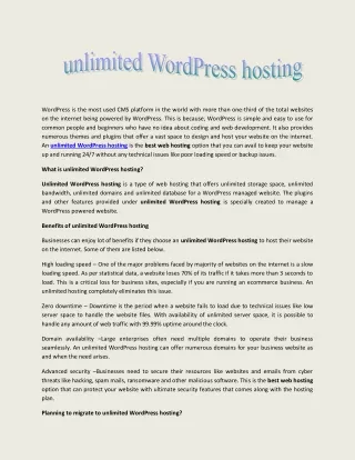 unlimited WordPress hosting