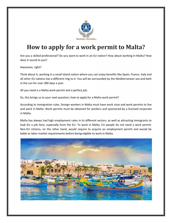 how to apply for a work permit to malta