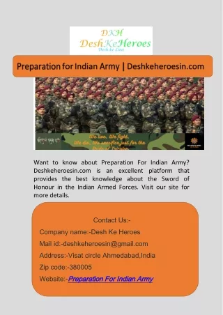 Preparation for Indian Army  Deshkeheroesin.com