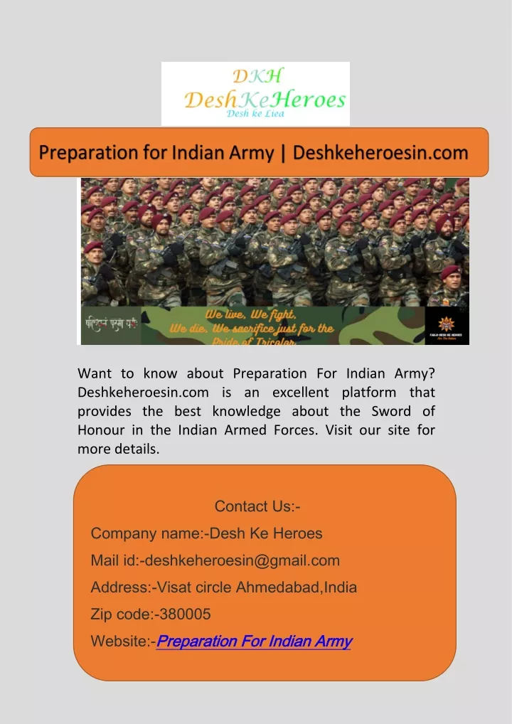 want to know about preparation for indian army