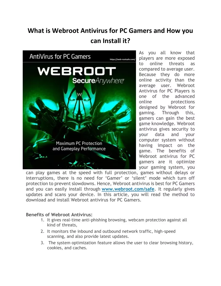 what is webroot antivirus for pc gamers