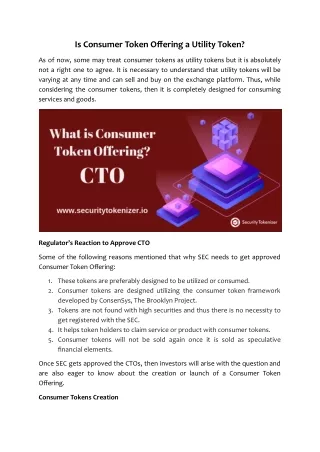is consumer token offering a utility token