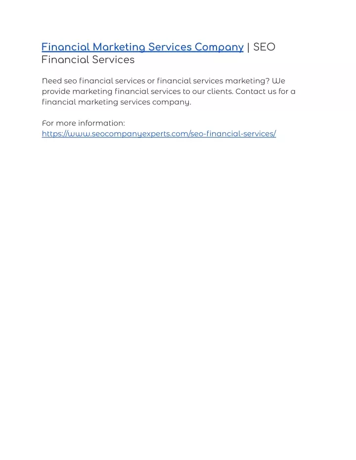 financial marketing services company