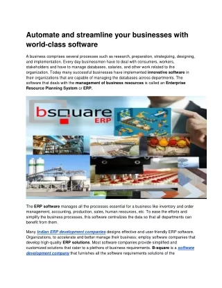 Automate and streamline your businesses with world-class software (bsquare.in)